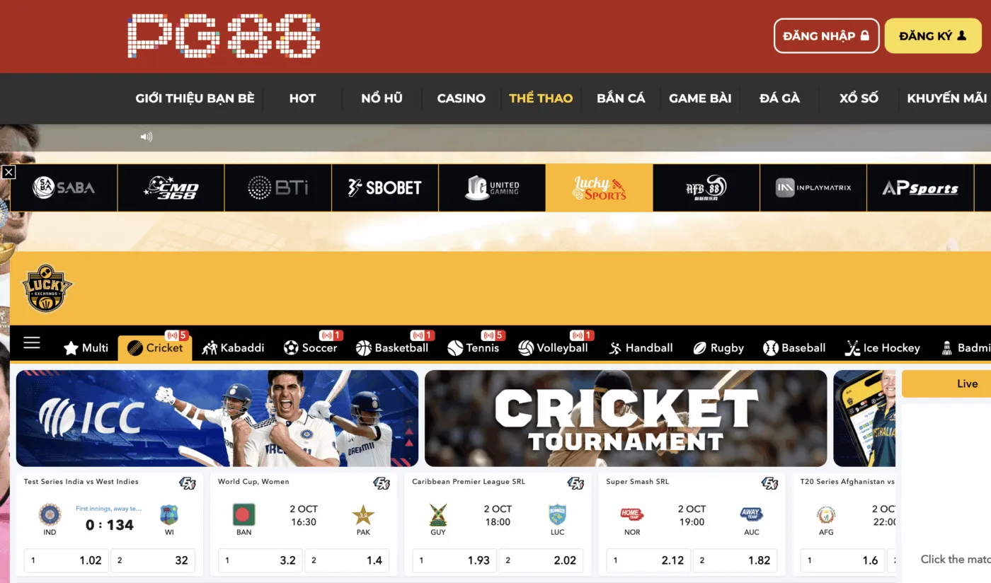 Cá cược thể thao tại pg88